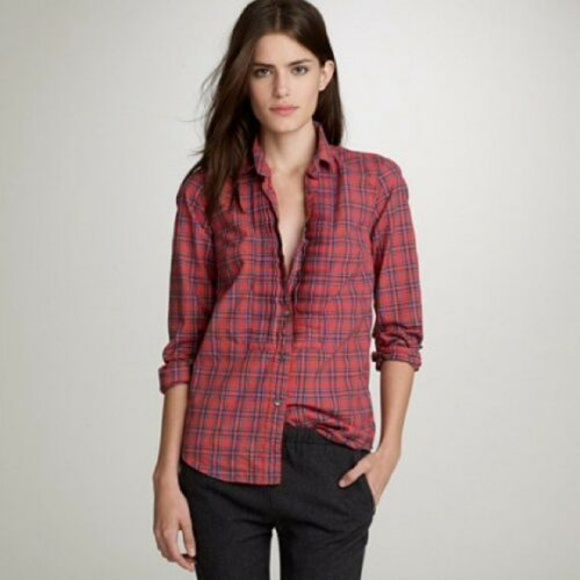 J.Crew Tartan Cotton Popover Shirt Plaid Pullover - Picture 8 of 8